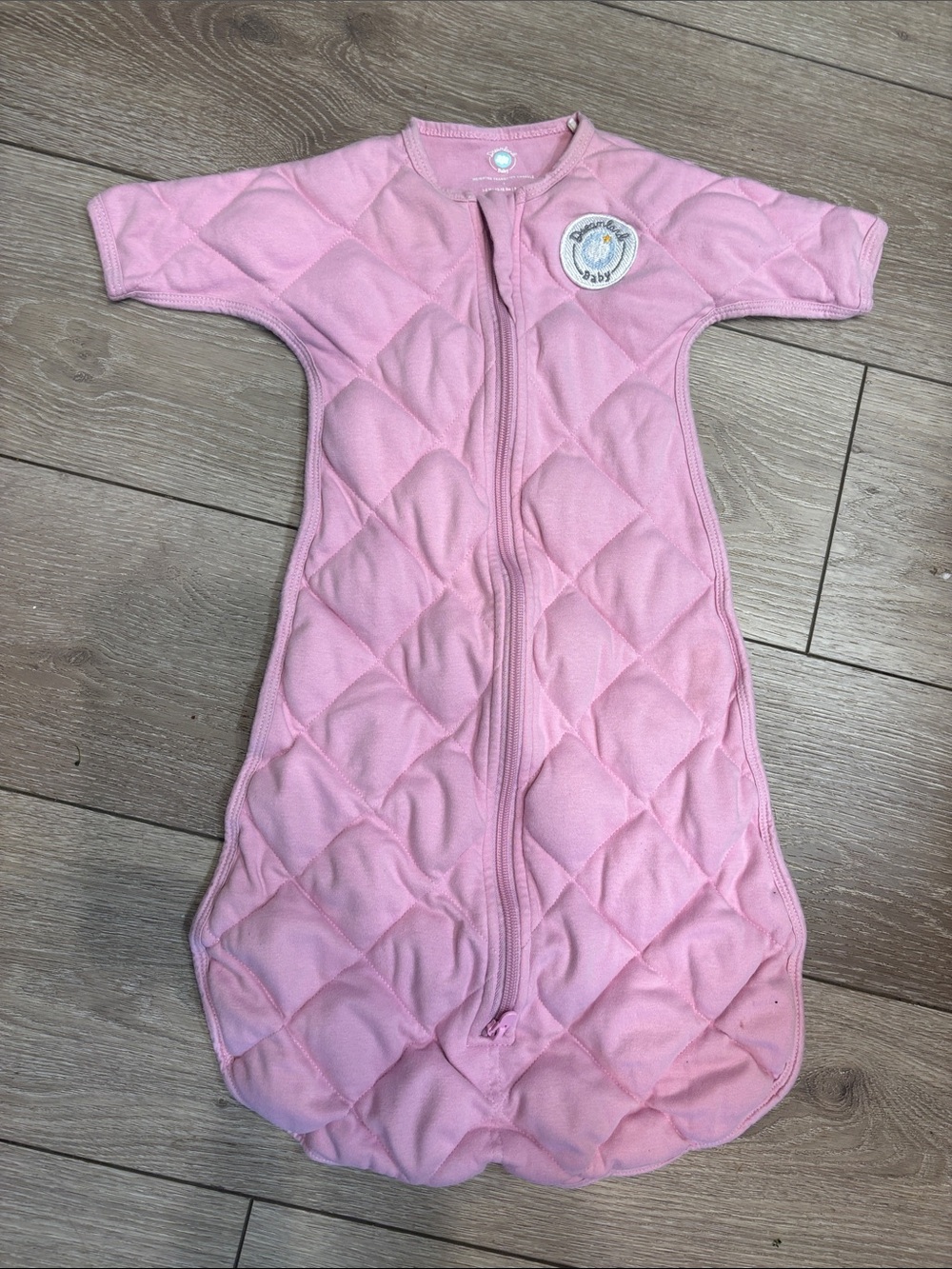 Pink Quilted Baby Sleep Sack - Soft Sleeved Wearable Blanket small 3-6mo